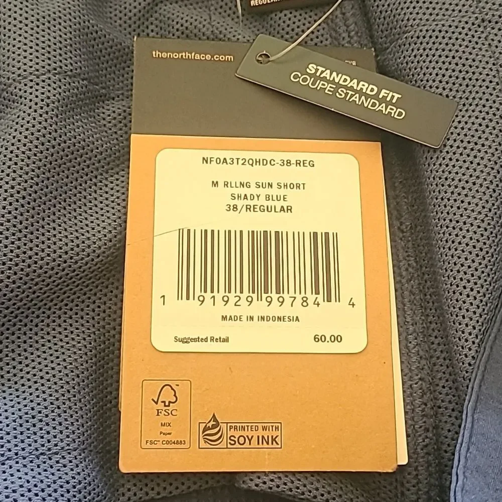 The North Face Men's Rolling Sun Packable Short Shady Blue Size 38R